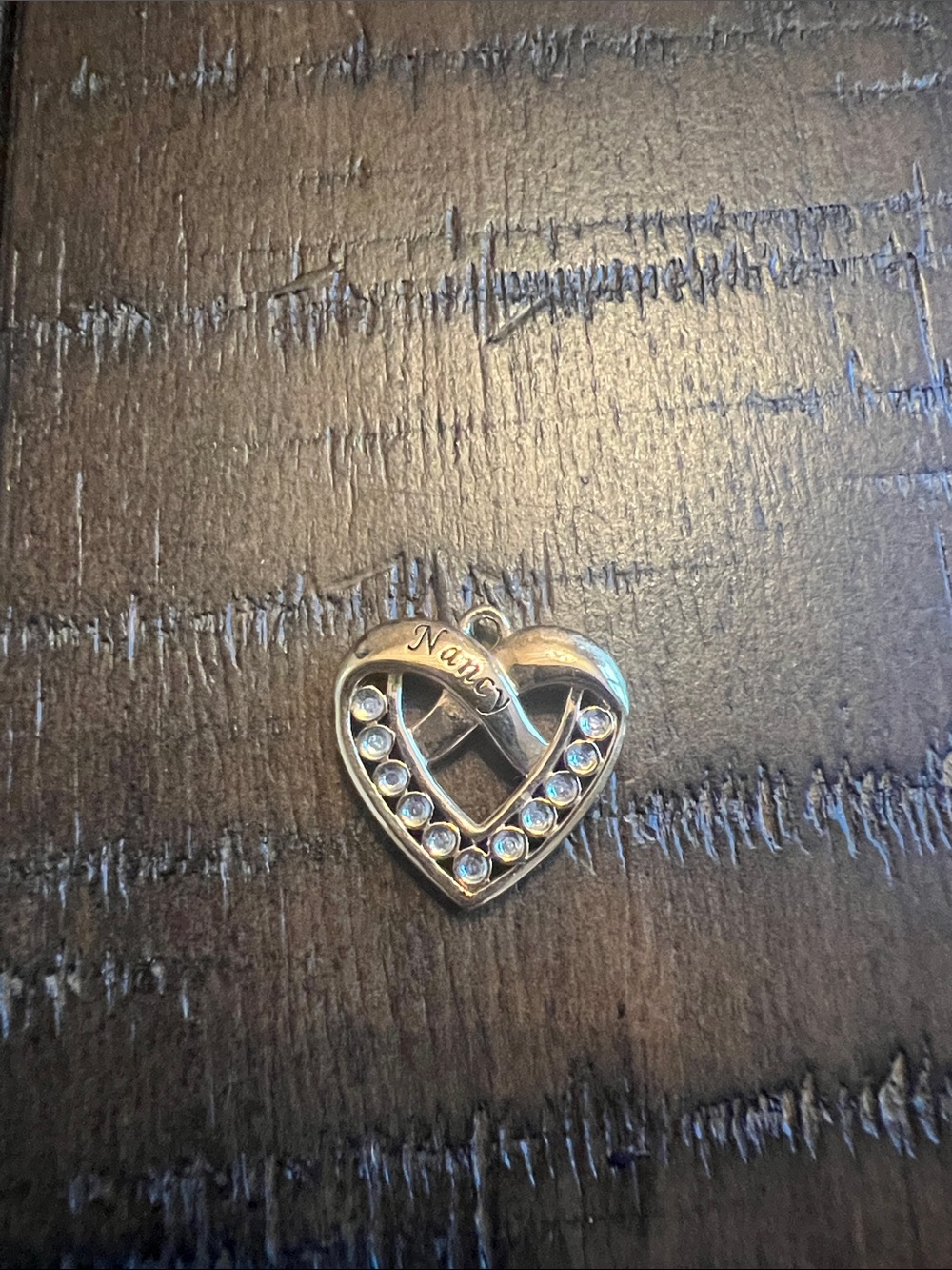 Gold Heart Name Pendant Necklace Charm with Crystals